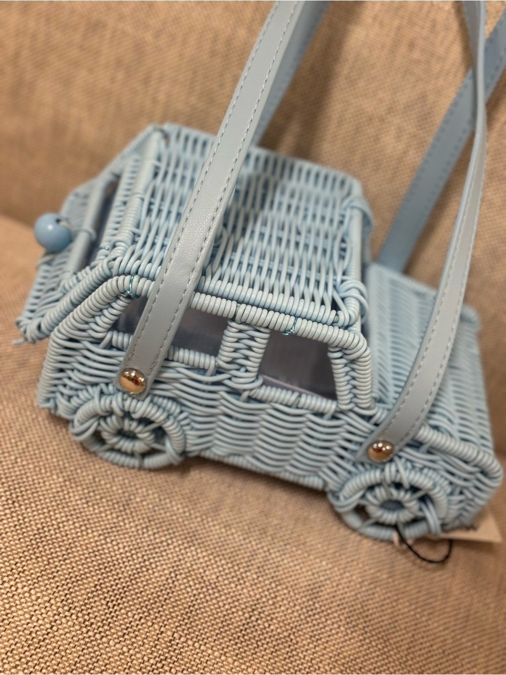 Tommy Bahama Light Blue Woven Car-Shaped Women’s Handbag - Picture 4 of 5